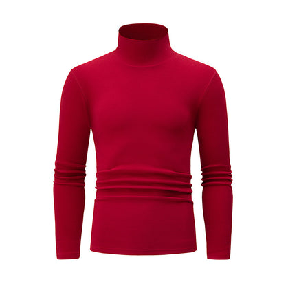 Autumn And Winter Men's Solid Color Versatile High-neck Base Layer Casual Fleece Top