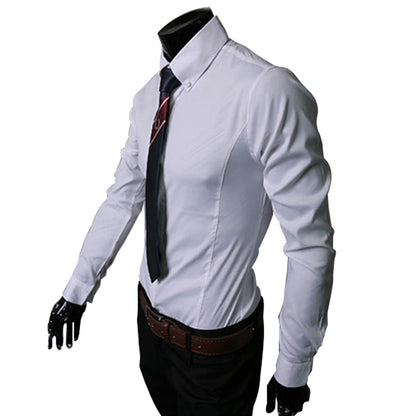 Men's Fashion Dark Pattern Twill Long Sleeve Shirts