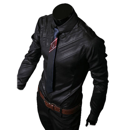 Men's Fashion Dark Pattern Twill Long Sleeve Shirts
