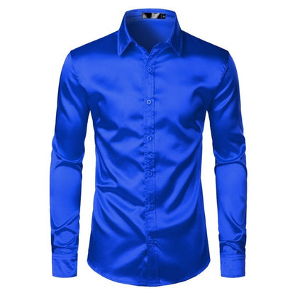 Mens Black Satin Dress Shirts