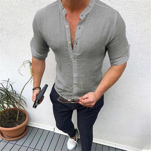 Cardigan long sleeve men shirt