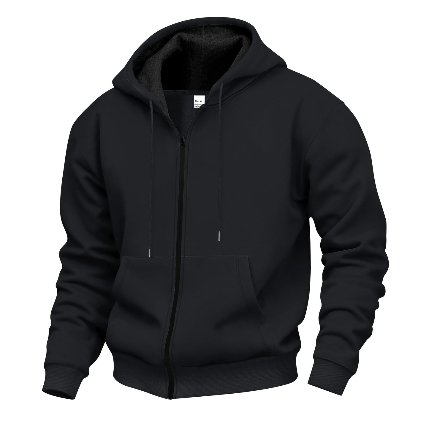 Men's Warm With Velvet Hooded Zipper Casual Sweatshirt