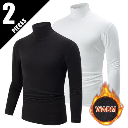 Autumn And Winter Men's Solid Color Versatile High-neck Base Layer Casual Fleece Top