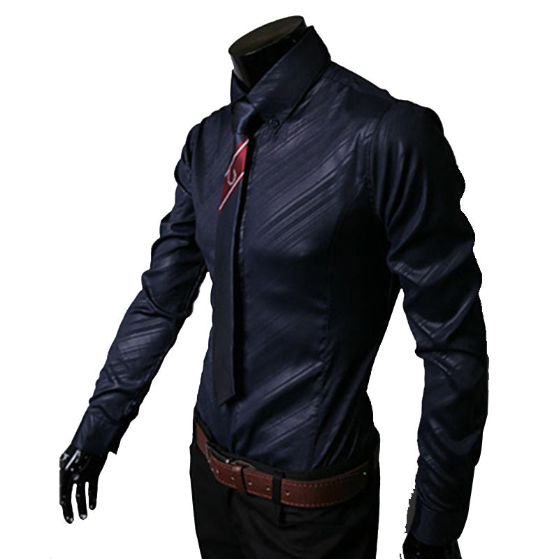 Men's Fashion Dark Pattern Twill Long Sleeve Shirts