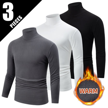 Autumn And Winter Men's Solid Color Versatile High-neck Base Layer Casual Fleece Top