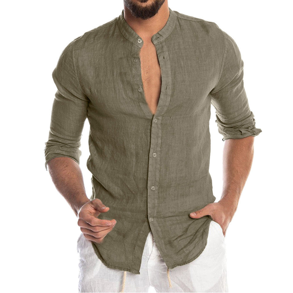 Cardigan long sleeve men shirt