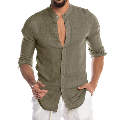 Cardigan long sleeve men shirt
