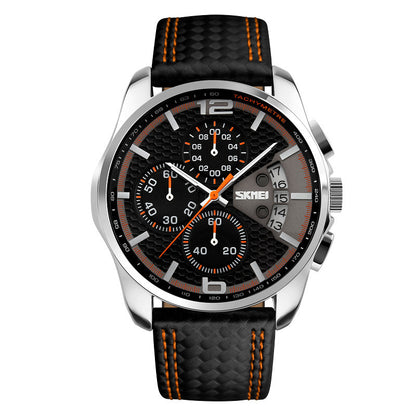 Leather quartz watch