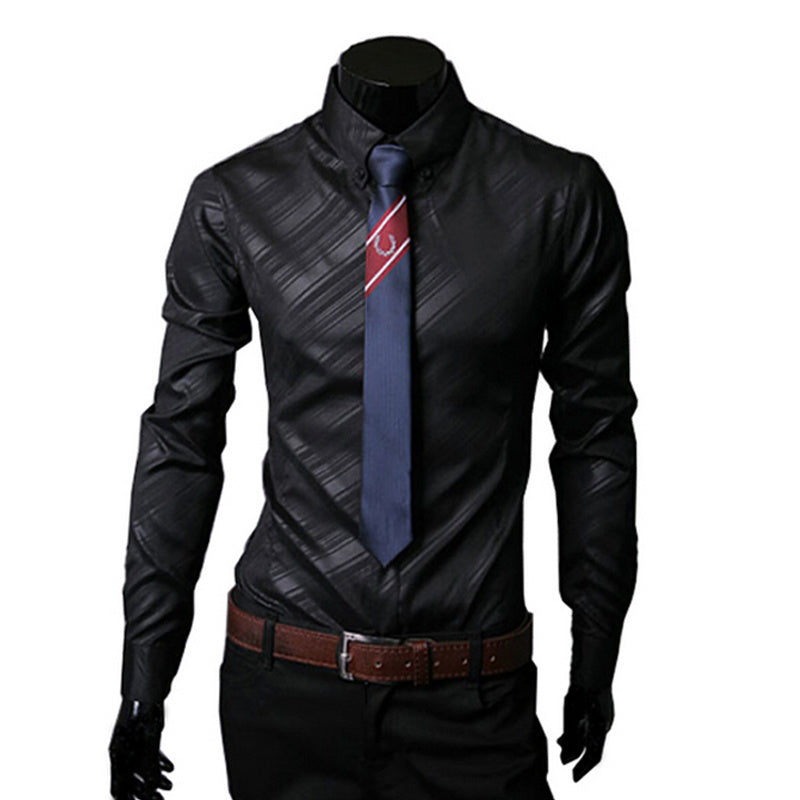 Men's Fashion Dark Pattern Twill Long Sleeve Shirts