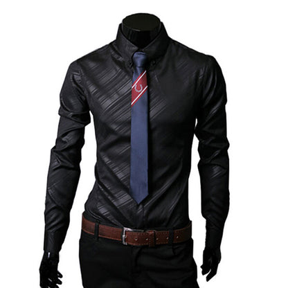 Men's Fashion Dark Pattern Twill Long Sleeve Shirts