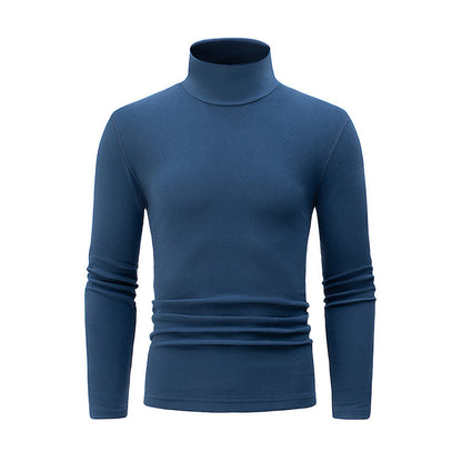 Autumn And Winter Men's Solid Color Versatile High-neck Base Layer Casual Fleece Top