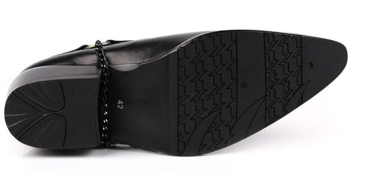 British Pointed Toe Men's Short Boots Motorcycle Boots Breathable Leather