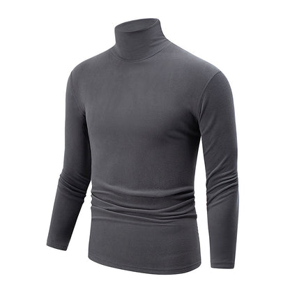 Autumn And Winter Men's Solid Color Versatile High-neck Base Layer Casual Fleece Top