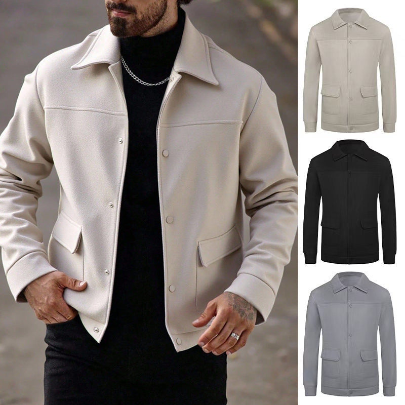 European And American Casual Wool Jacket Long Sleeve Lapel Top