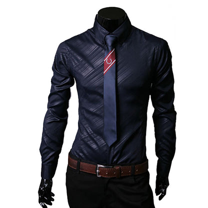 Men's Fashion Dark Pattern Twill Long Sleeve Shirts