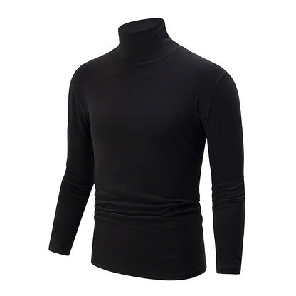 Autumn And Winter Men's Solid Color Versatile High-neck Base Layer Casual Fleece Top