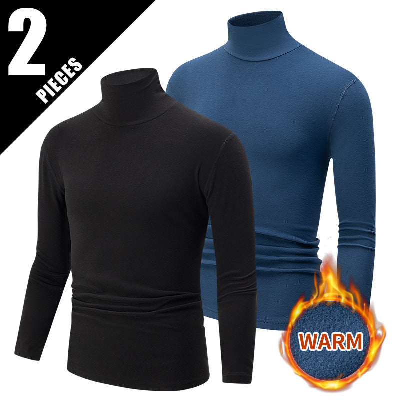 Autumn And Winter Men's Solid Color Versatile High-neck Base Layer Casual Fleece Top