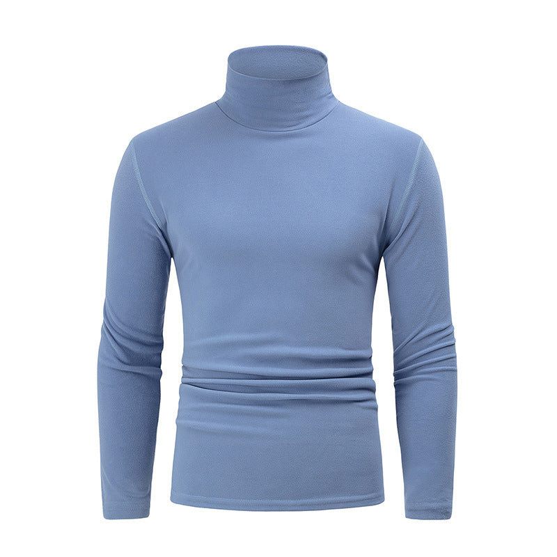 Autumn And Winter Men's Solid Color Versatile High-neck Base Layer Casual Fleece Top
