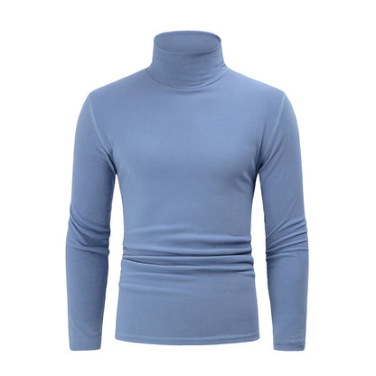 Autumn And Winter Men's Solid Color Versatile High-neck Base Layer Casual Fleece Top