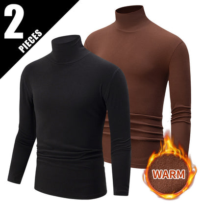 Autumn And Winter Men's Solid Color Versatile High-neck Base Layer Casual Fleece Top